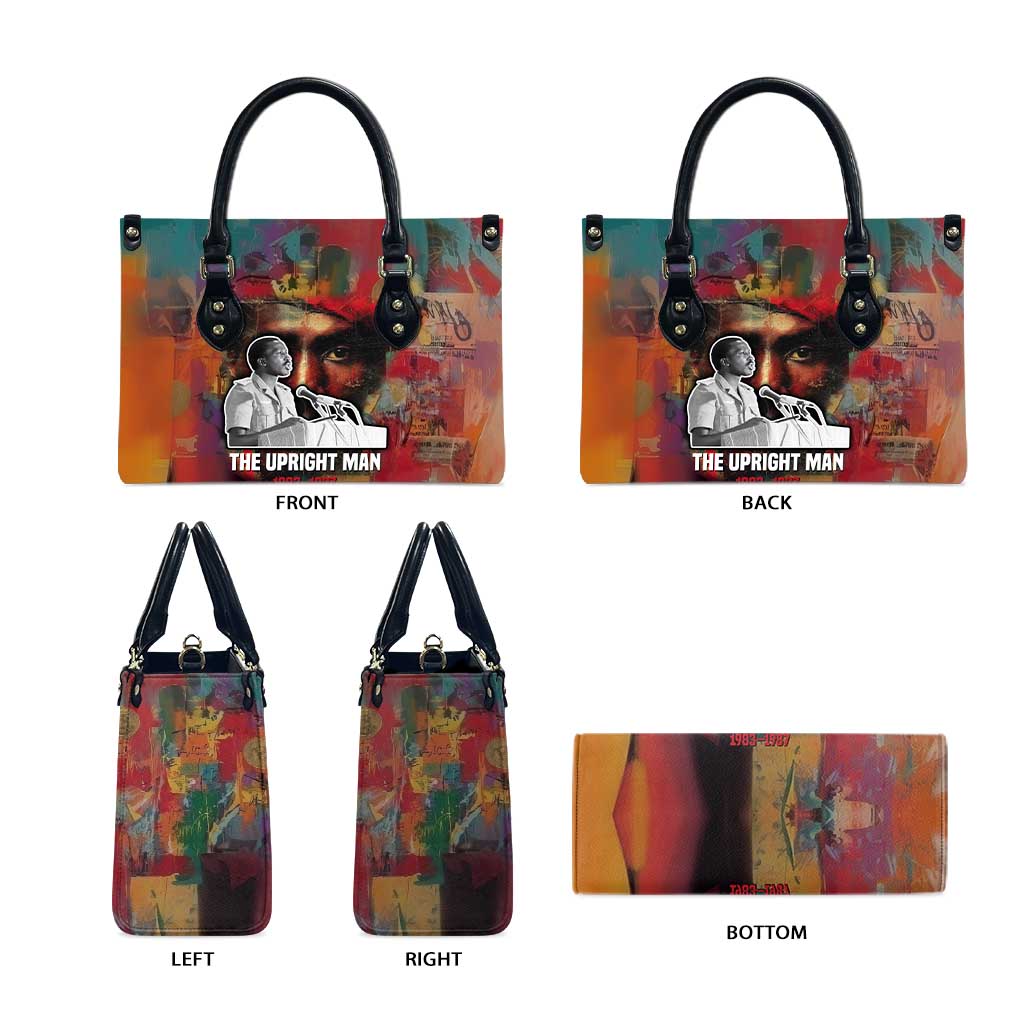 Thomas Sankara Burkina Faso Leather Bag with Bold Portrait and The Upright Man Tribute Design - African Pride