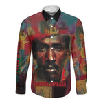 Thomas Sankara Burkina Faso Long Sleeve Button Shirt with Bold Portrait and The Upright Man Tribute Design - African Pride