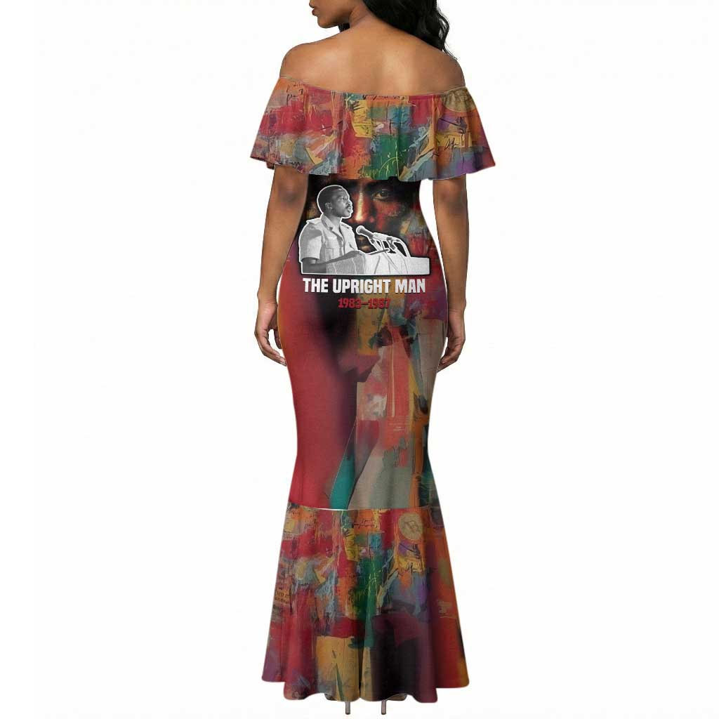 Thomas Sankara Burkina Faso Mermaid Dress with Bold Portrait and The Upright Man Tribute Design - African Pride