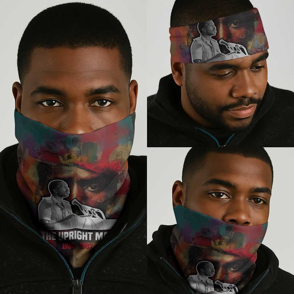 Thomas Sankara Burkina Faso Neck Gaiter with Bold Portrait and The Upright Man Tribute Design - African Pride