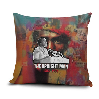 Thomas Sankara Burkina Faso Pillow Cover with Bold Portrait and The Upright Man Tribute Design - African Pride