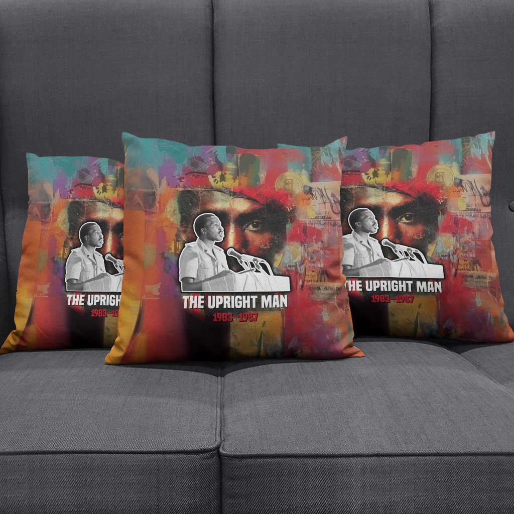 Thomas Sankara Burkina Faso Pillow Cover with Bold Portrait and The Upright Man Tribute Design - African Pride