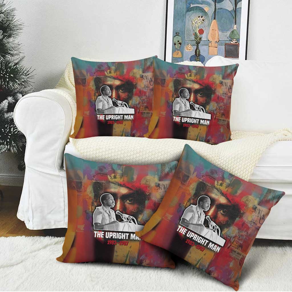 Thomas Sankara Burkina Faso Pillow Cover with Bold Portrait and The Upright Man Tribute Design - African Pride