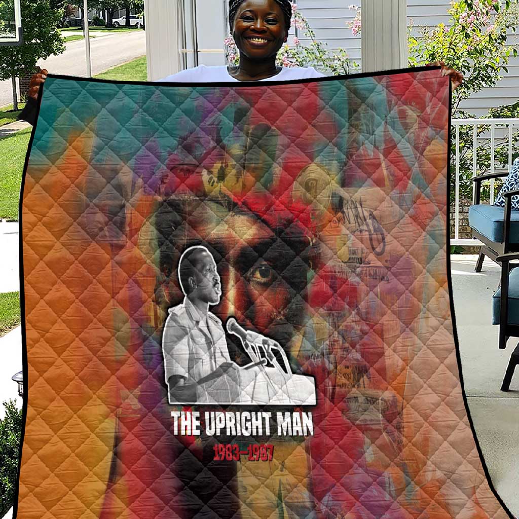 Thomas Sankara Burkina Faso Quilt with Bold Portrait and The Upright Man Tribute Design - African Pride