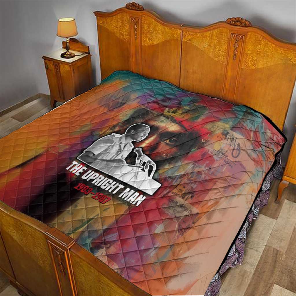 Thomas Sankara Burkina Faso Quilt with Bold Portrait and The Upright Man Tribute Design - African Pride