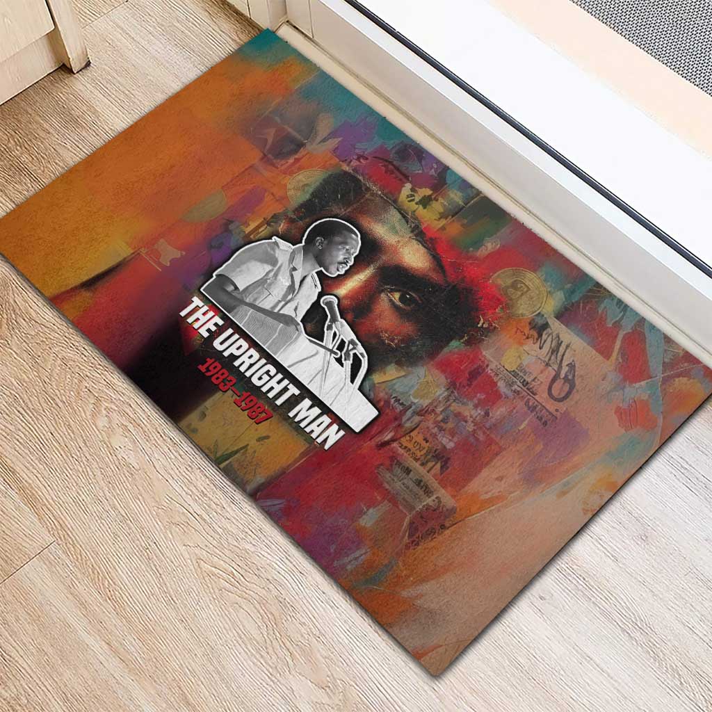 Thomas Sankara Burkina Faso Rubber Doormat with Bold Portrait and The Upright Man Tribute Design - African Pride