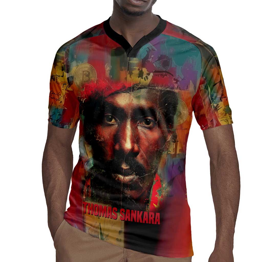 Thomas Sankara Burkina Faso Rugby Jersey with Bold Portrait and The Upright Man Tribute Design - African Pride