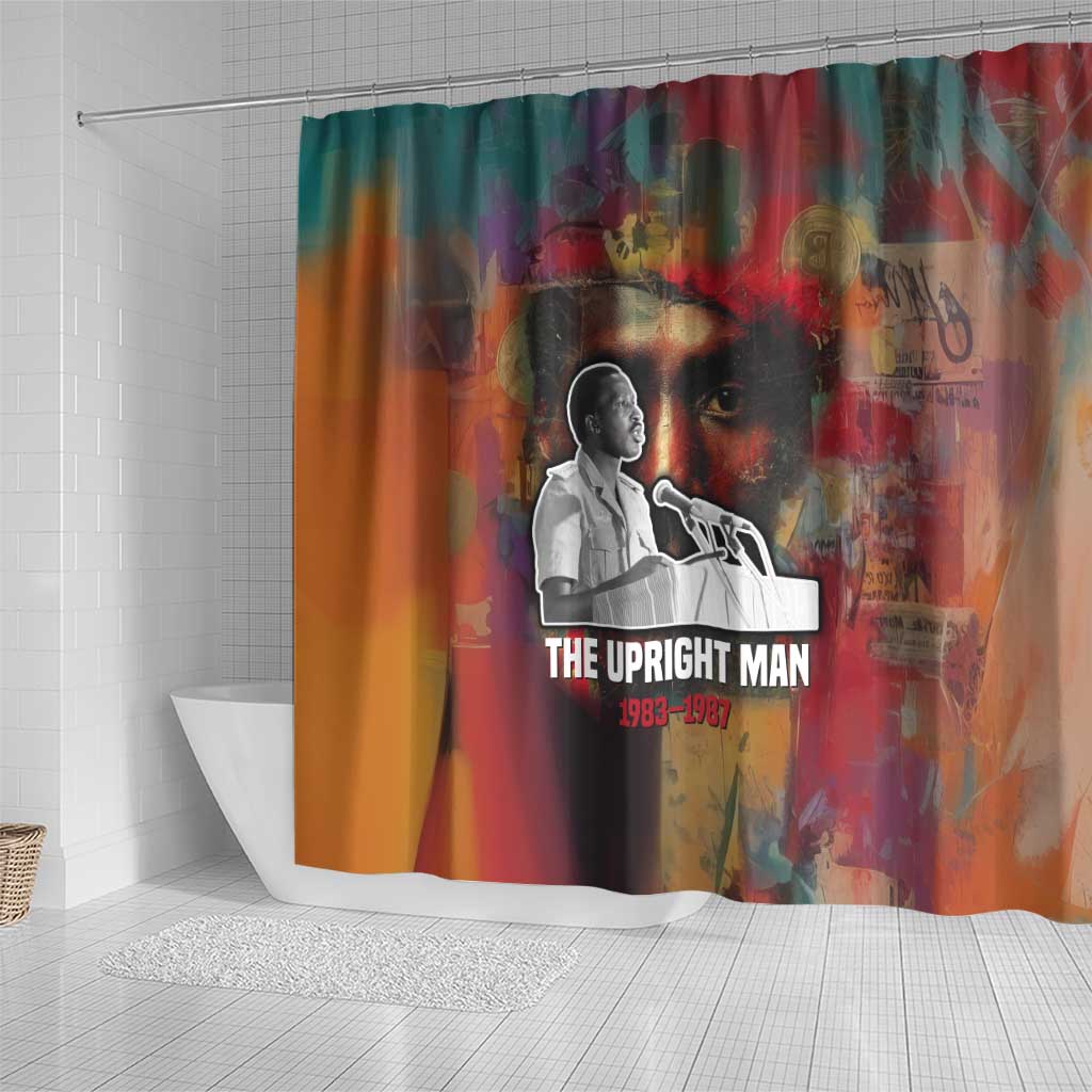 Thomas Sankara Burkina Faso Shower Curtain with Bold Portrait and The Upright Man Tribute Design - African Pride