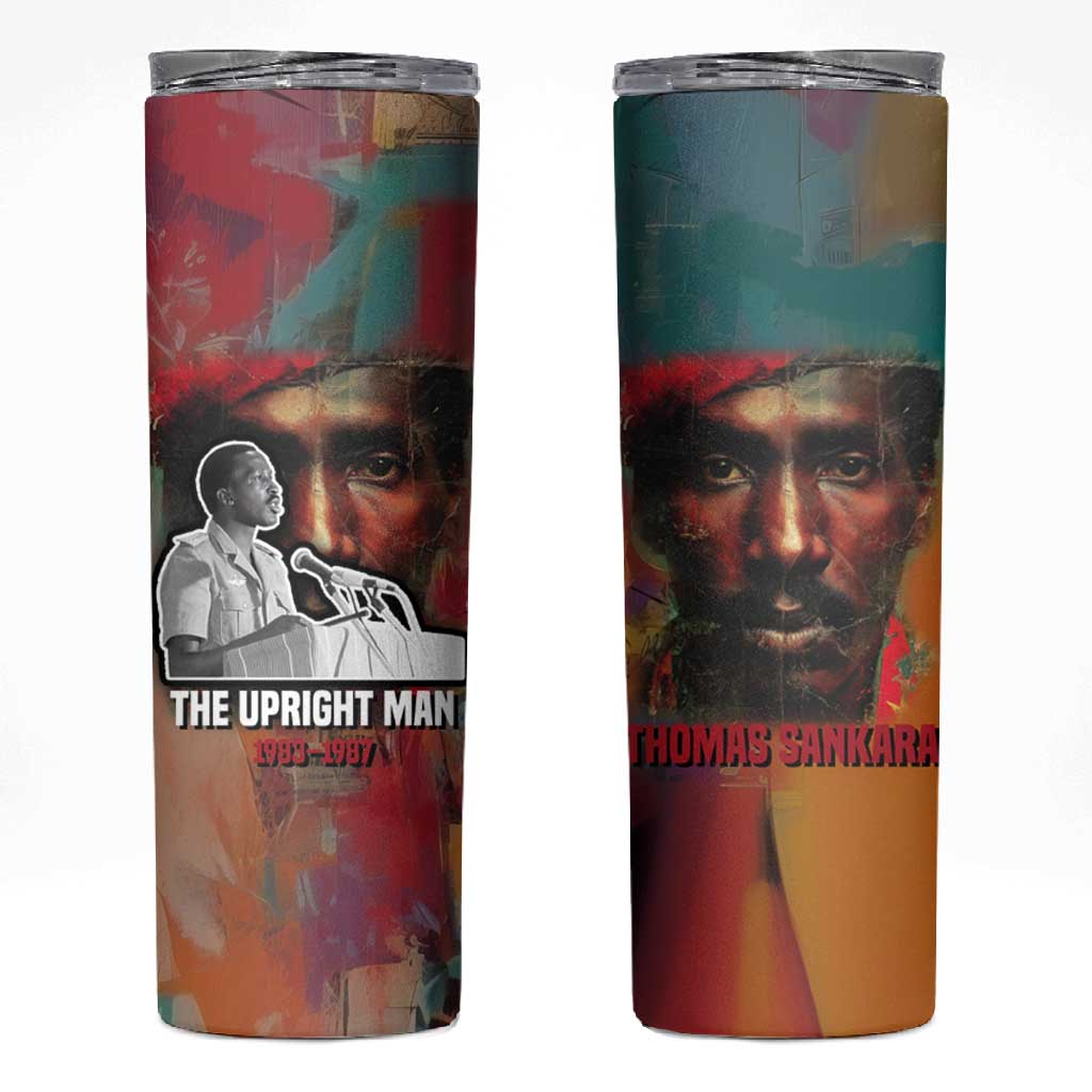 Thomas Sankara Burkina Faso Skinny Tumbler with Bold Portrait and The Upright Man Tribute Design - African Pride