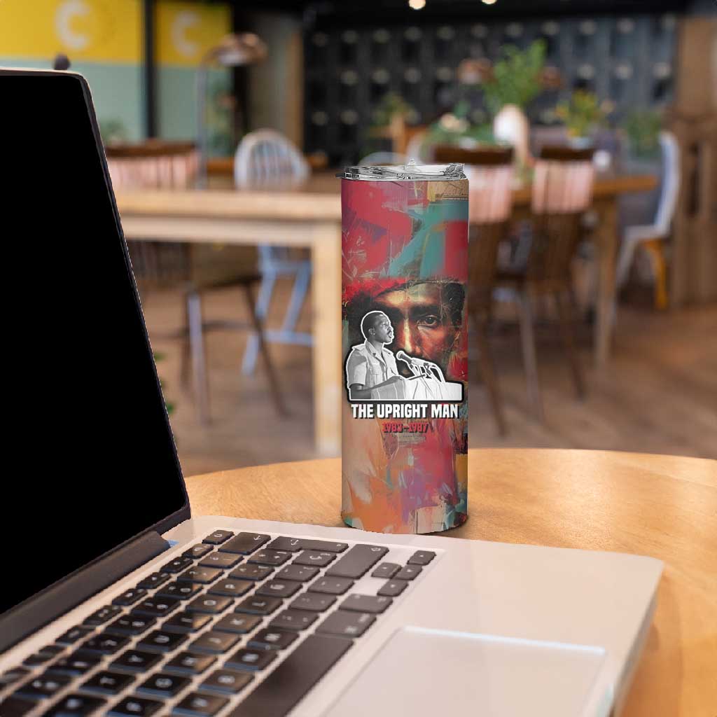 Thomas Sankara Burkina Faso Skinny Tumbler with Bold Portrait and The Upright Man Tribute Design - African Pride