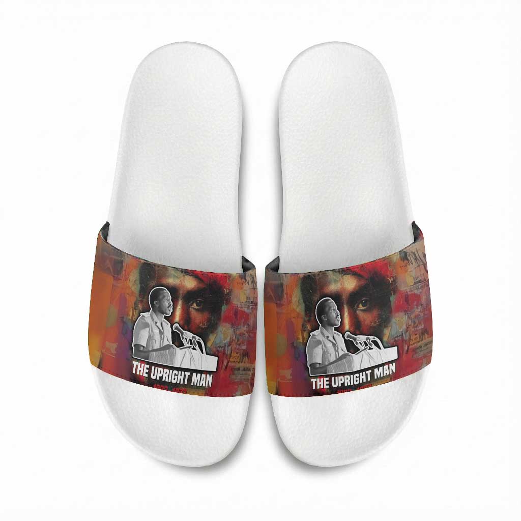 Thomas Sankara Burkina Faso Slide Sandals with Bold Portrait and The Upright Man Tribute Design - African Pride