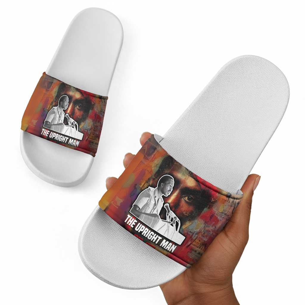 Thomas Sankara Burkina Faso Slide Sandals with Bold Portrait and The Upright Man Tribute Design - African Pride