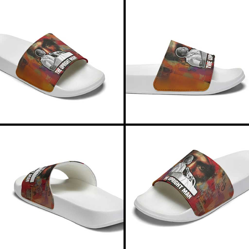 Thomas Sankara Burkina Faso Slide Sandals with Bold Portrait and The Upright Man Tribute Design - African Pride