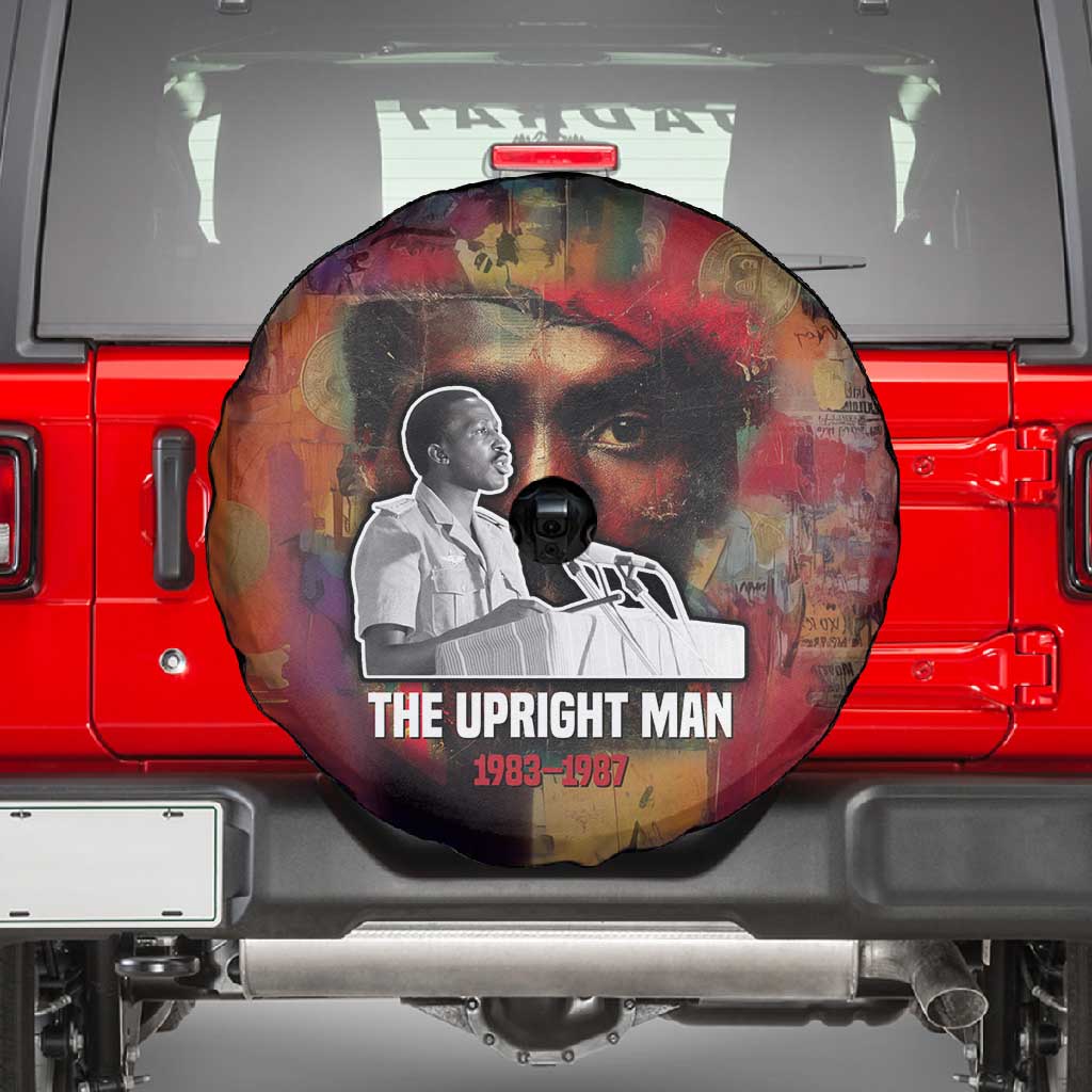 Thomas Sankara Burkina Faso Spare Tire Cover with Bold Portrait and The Upright Man Tribute Design - African Pride