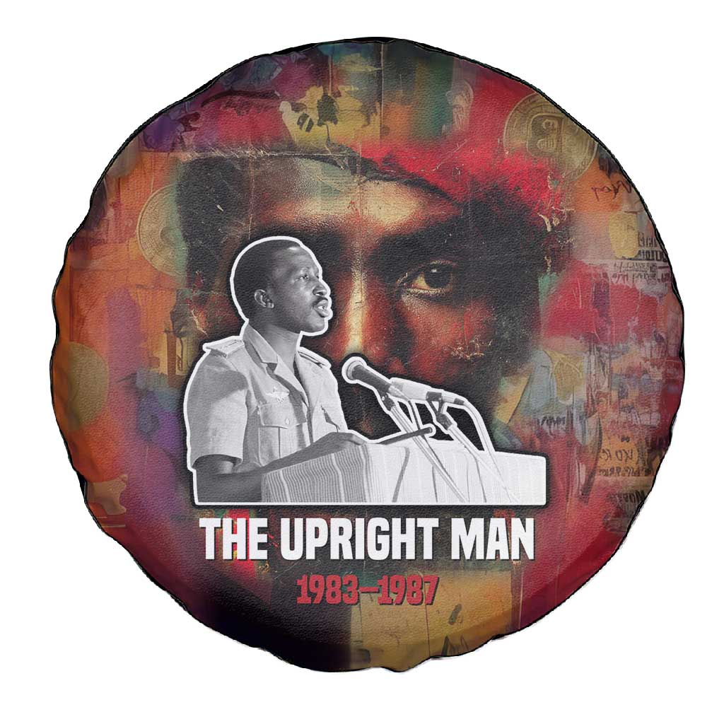Thomas Sankara Burkina Faso Spare Tire Cover with Bold Portrait and The Upright Man Tribute Design - African Pride