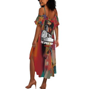 Thomas Sankara Burkina Faso Summer Maxi Dress with Bold Portrait and The Upright Man Tribute Design - African Pride