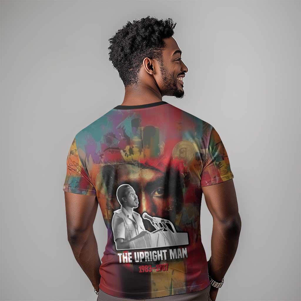 Thomas Sankara Burkina Faso T shirt with Bold Portrait and The Upright Man Tribute Design - African Pride
