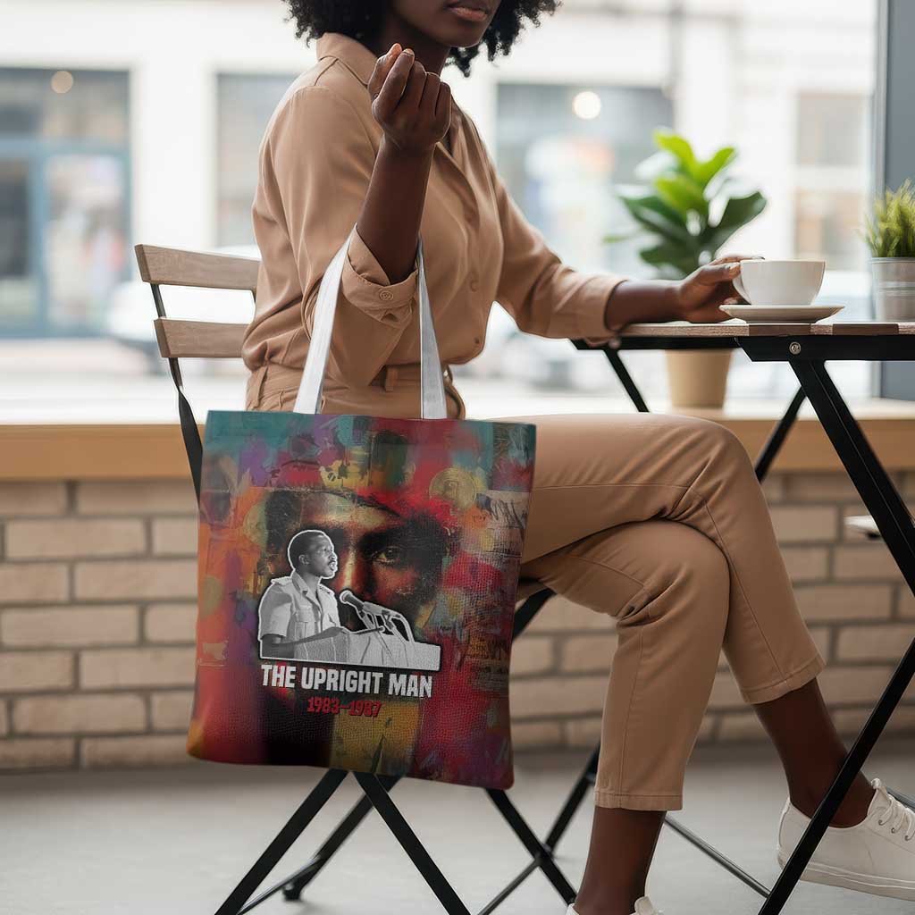 Thomas Sankara Burkina Faso Tote Bag with Bold Portrait and The Upright Man Tribute Design - African Pride