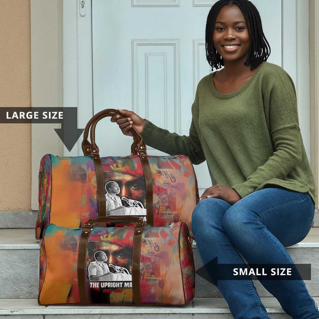 Thomas Sankara Burkina Faso Travel Bag with Bold Portrait and The Upright Man Tribute Design - African Pride