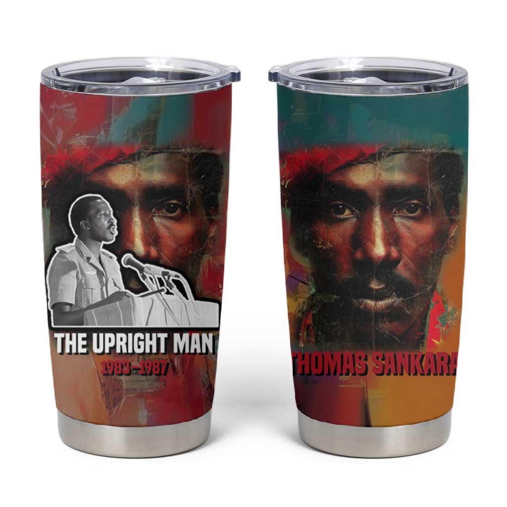 Thomas Sankara Burkina Faso Tumbler Cup with Bold Portrait and The Upright Man Tribute Design - African Pride