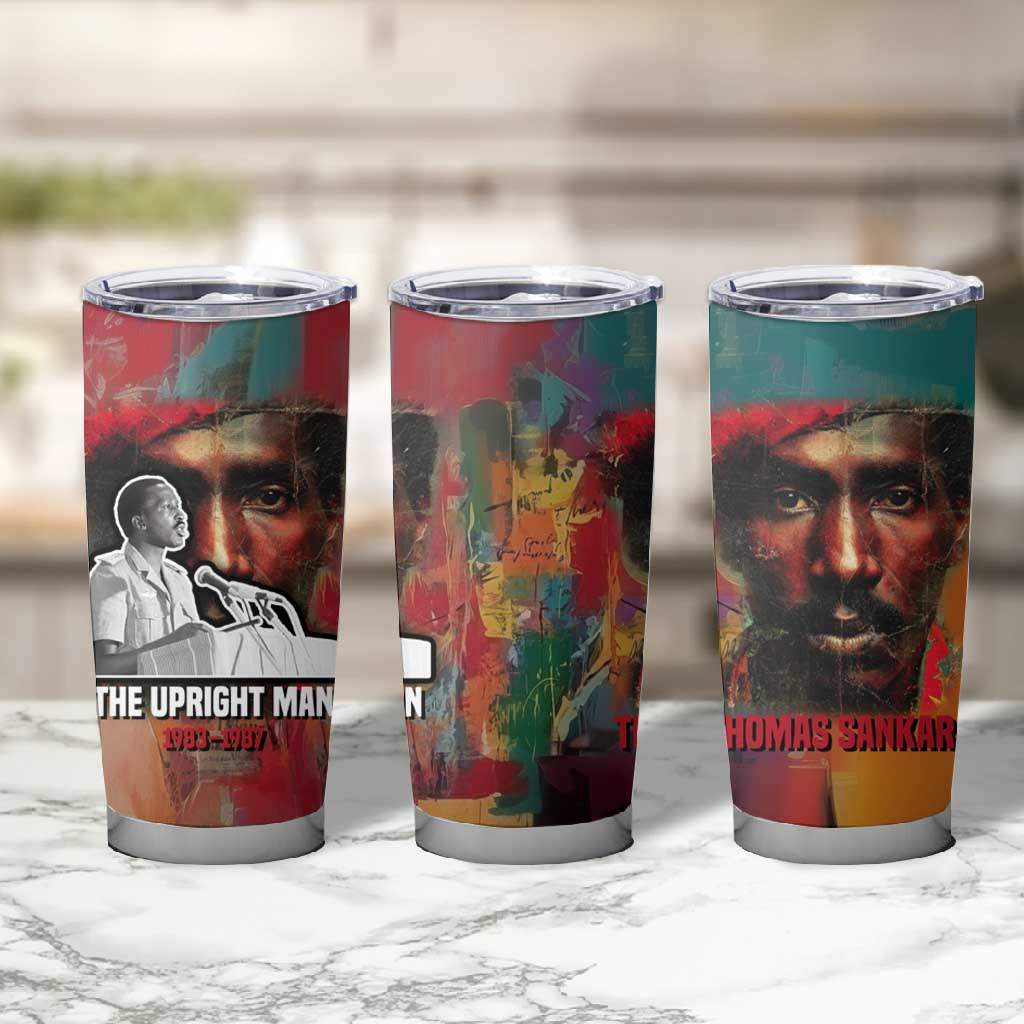 Thomas Sankara Burkina Faso Tumbler Cup with Bold Portrait and The Upright Man Tribute Design - African Pride