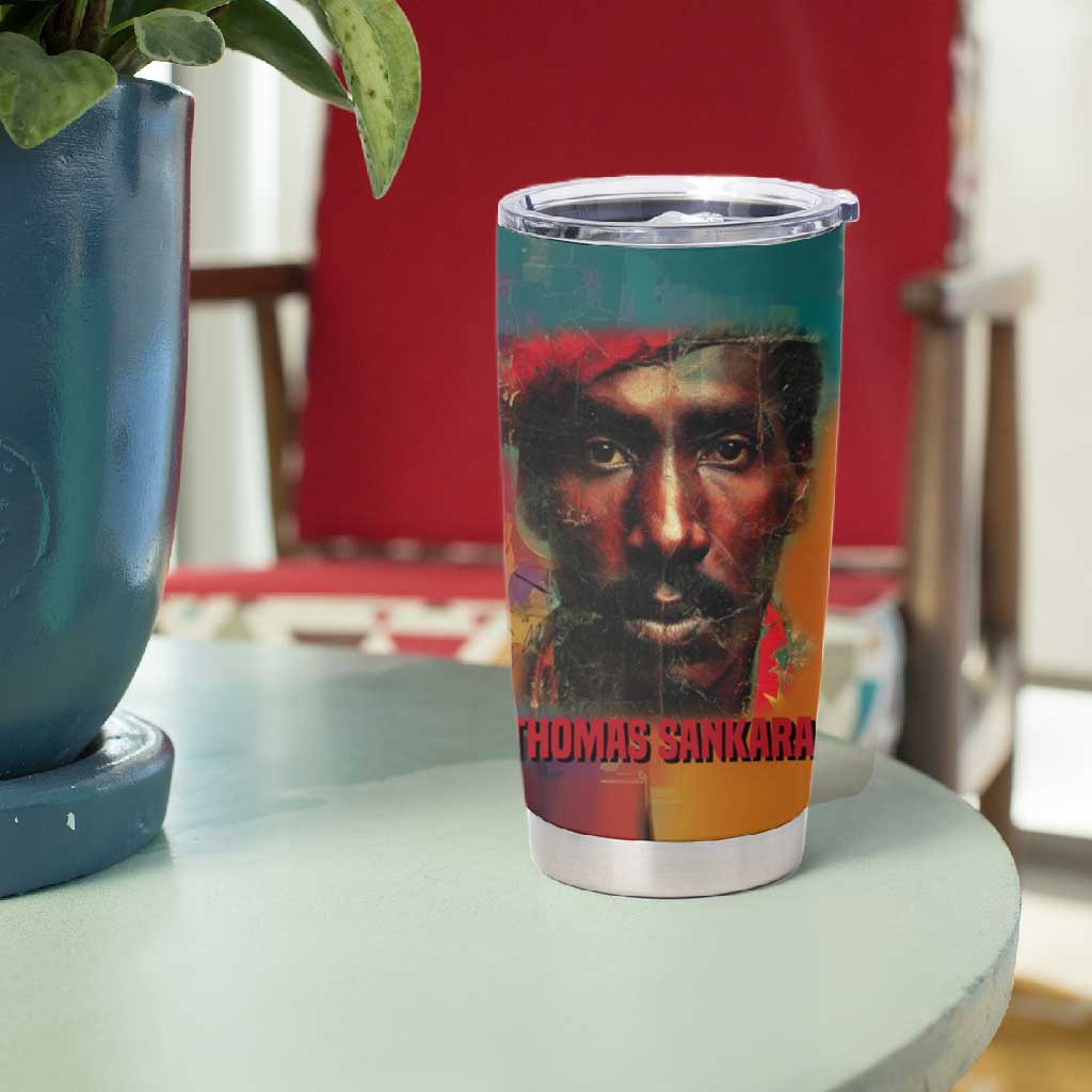Thomas Sankara Burkina Faso Tumbler Cup with Bold Portrait and The Upright Man Tribute Design - African Pride
