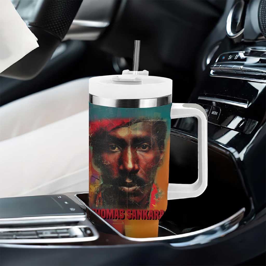 Thomas Sankara Burkina Faso Tumbler With Handle with Bold Portrait and The Upright Man Tribute Design - African Pride