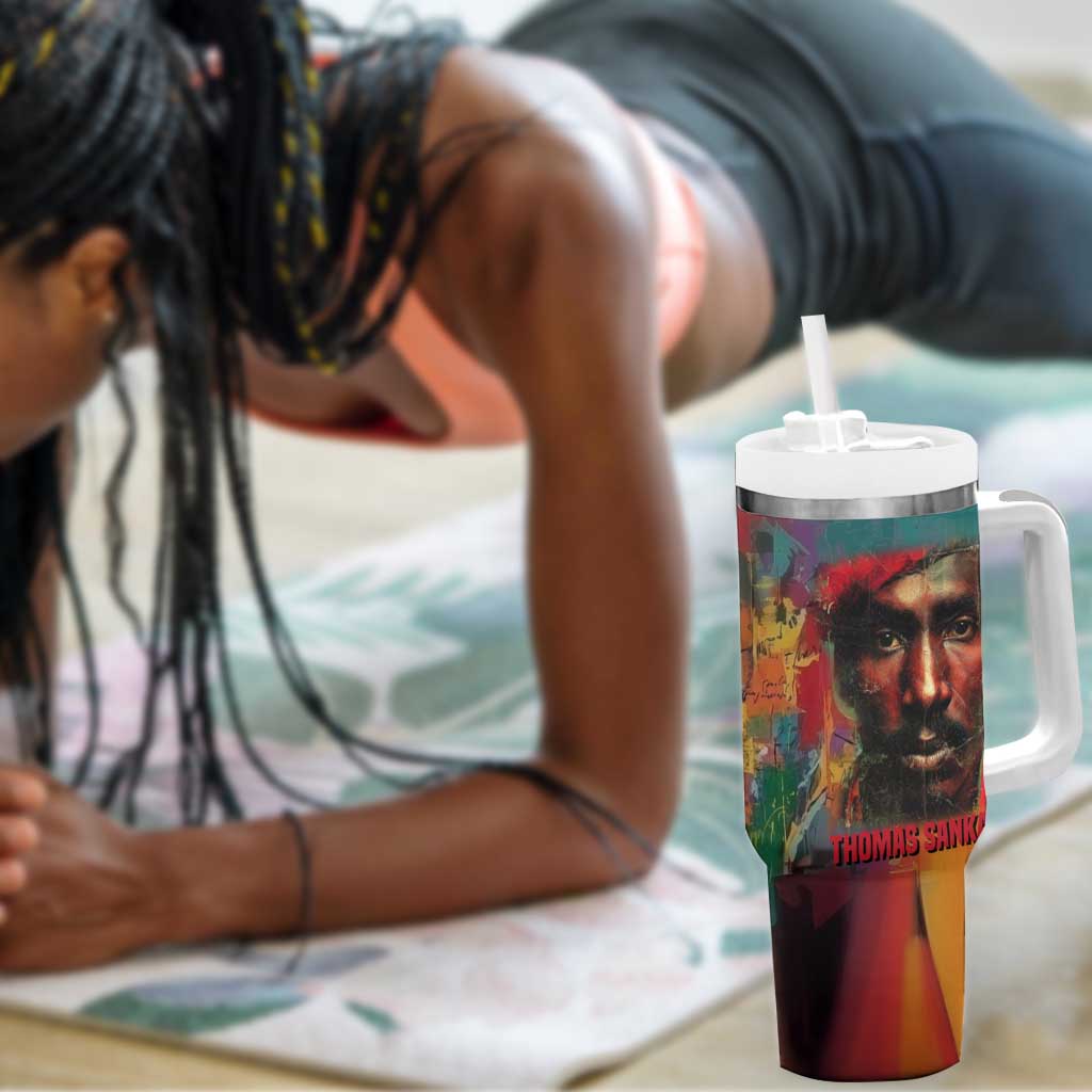 Thomas Sankara Burkina Faso Tumbler With Handle with Bold Portrait and The Upright Man Tribute Design - African Pride