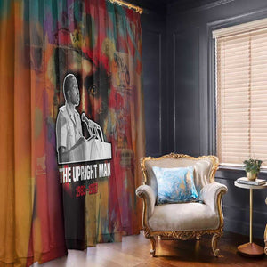 Thomas Sankara Burkina Faso Window Curtain with Bold Portrait and The Upright Man Tribute Design - African Pride