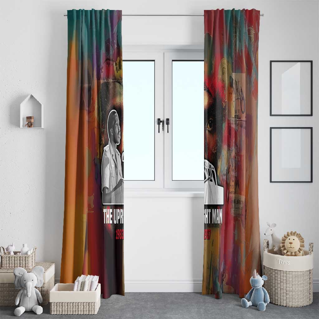 Thomas Sankara Burkina Faso Window Curtain with Bold Portrait and The Upright Man Tribute Design - African Pride