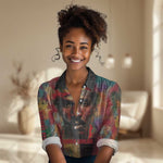 Thomas Sankara Burkina Faso Women Casual Shirt with Bold Portrait and The Upright Man Tribute Design - African Pride