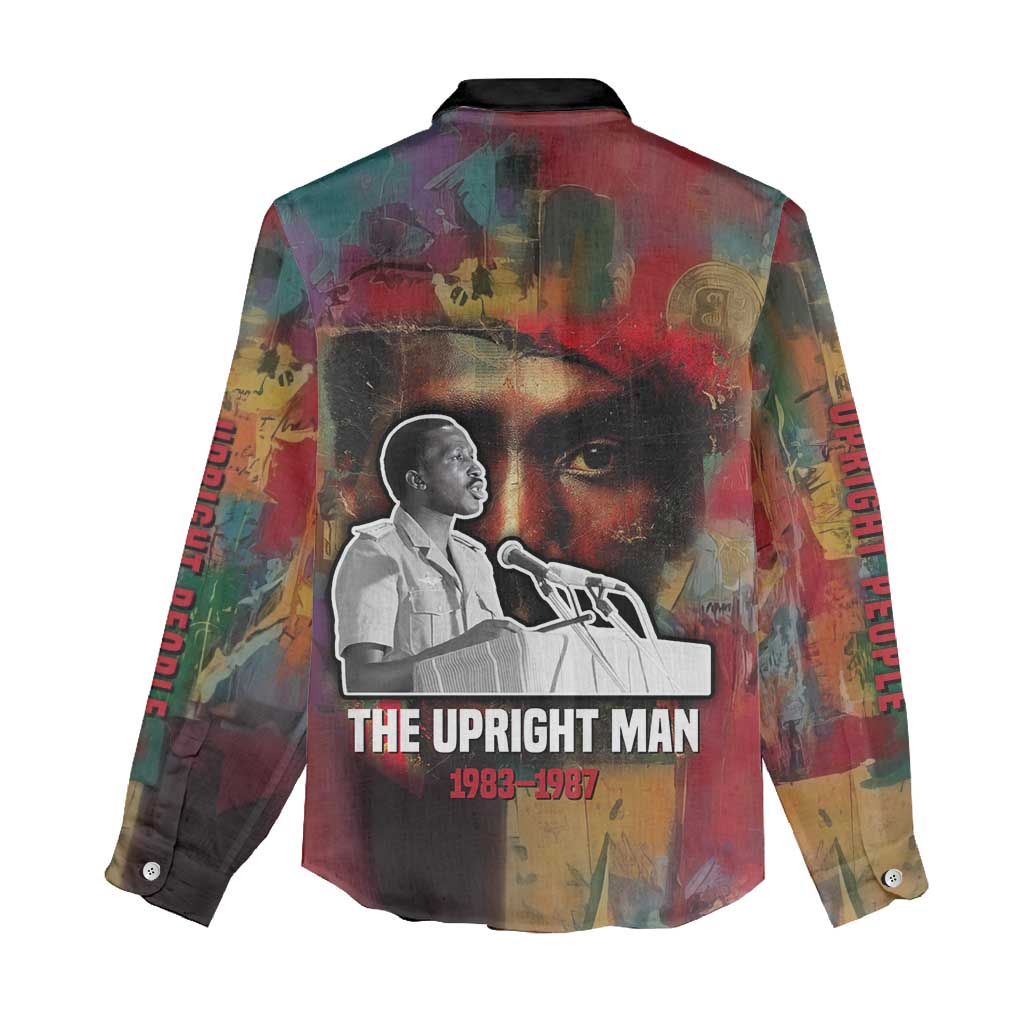 Thomas Sankara Burkina Faso Women Casual Shirt with Bold Portrait and The Upright Man Tribute Design - African Pride