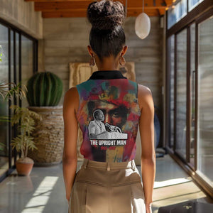Thomas Sankara Burkina Faso Women Sleeveless Polo Shirt with Bold Portrait and The Upright Man Tribute Design - African Pride