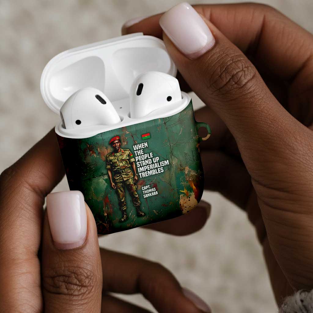 Burkina Faso Thomas Sankara AirPods Case with Military Stance and Anti-Imperialist Quote Tribute Design - African Pride
