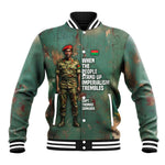 Burkina Faso Thomas Sankara Baseball Jacket with Military Stance and Anti-Imperialist Quote Tribute Design - African Pride
