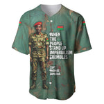 Burkina Faso Thomas Sankara Baseball Jersey with Military Stance and Anti-Imperialist Quote Tribute Design - African Pride