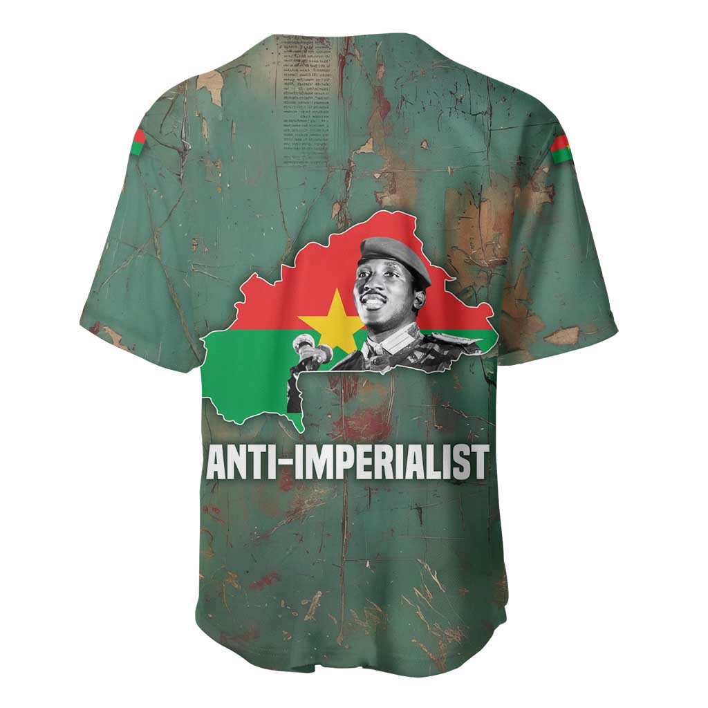 Burkina Faso Thomas Sankara Baseball Jersey with Military Stance and Anti-Imperialist Quote Tribute Design - African Pride