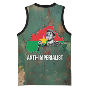 Burkina Faso Thomas Sankara Basketball Jersey with Military Stance and Anti-Imperialist Quote Tribute Design - African Pride