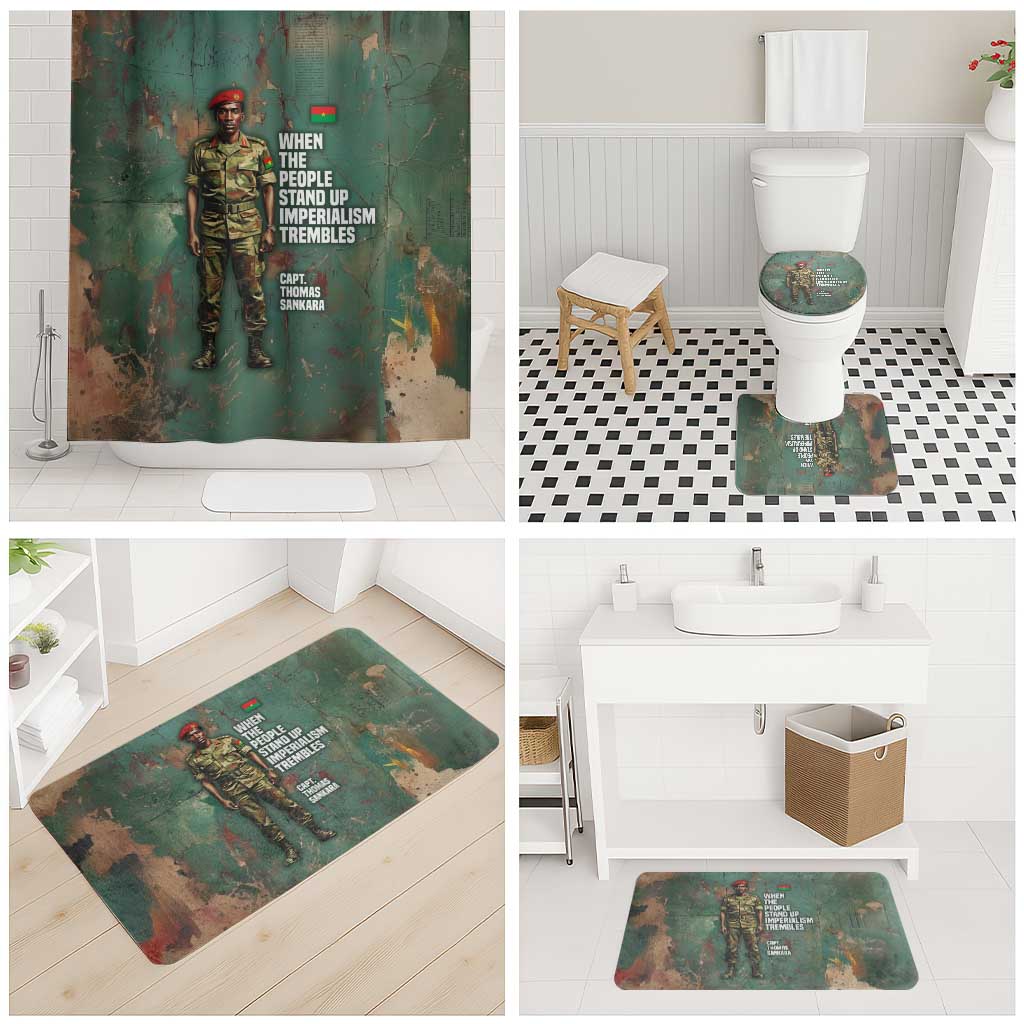 Burkina Faso Thomas Sankara Bathroom Set with Military Stance and Anti-Imperialist Quote Tribute Design - African Pride