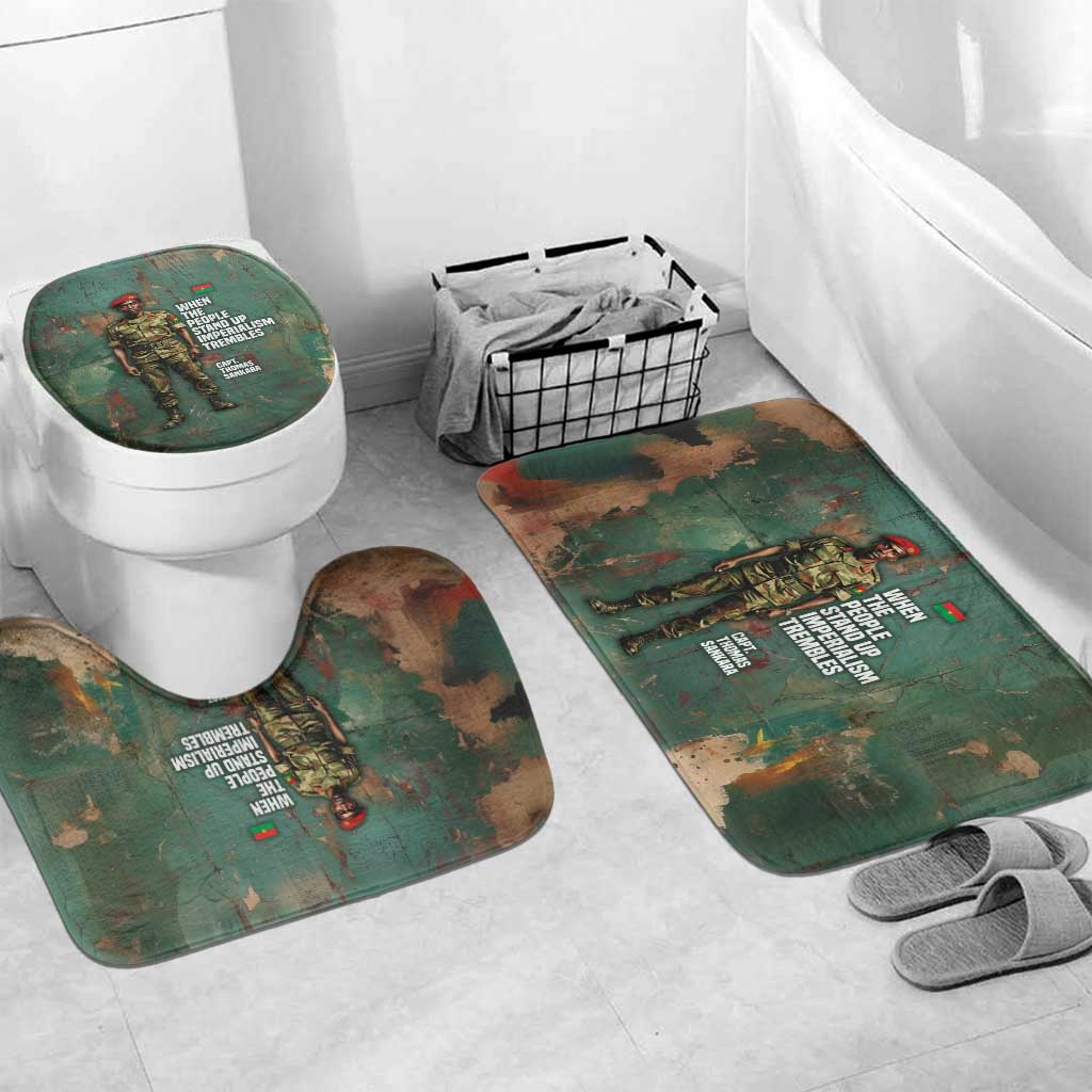 Burkina Faso Thomas Sankara Bathroom Set with Military Stance and Anti-Imperialist Quote Tribute Design - African Pride