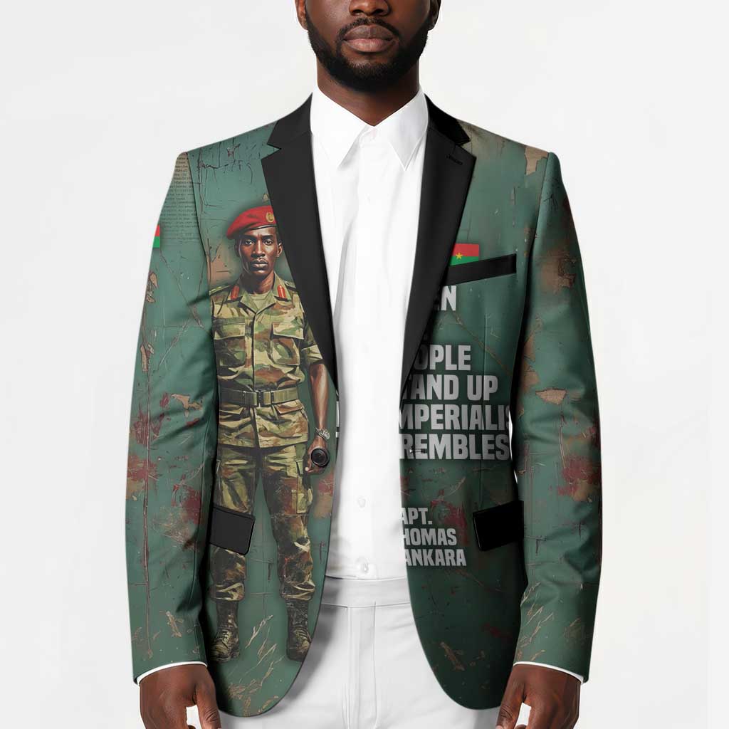Burkina Faso Thomas Sankara Blazer with Military Stance and Anti-Imperialist Quote Tribute Design - African Pride