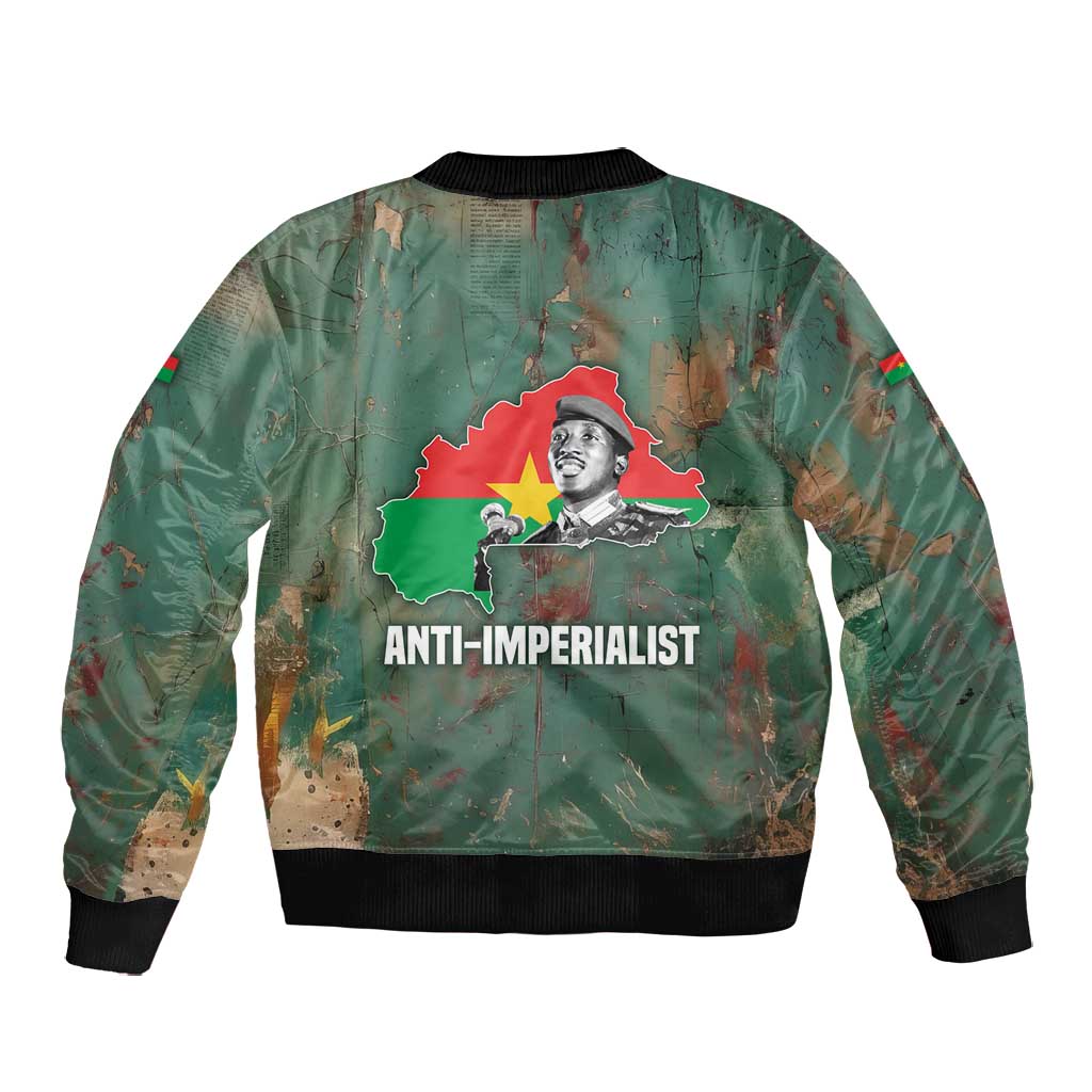 Burkina Faso Thomas Sankara Bomber Jacket with Military Stance and Anti-Imperialist Quote Tribute Design - African Pride
