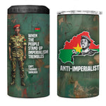Burkina Faso Thomas Sankara 4 in 1 Can Cooler Tumbler with Military Stance and Anti-Imperialist Quote Tribute Design - African Pride