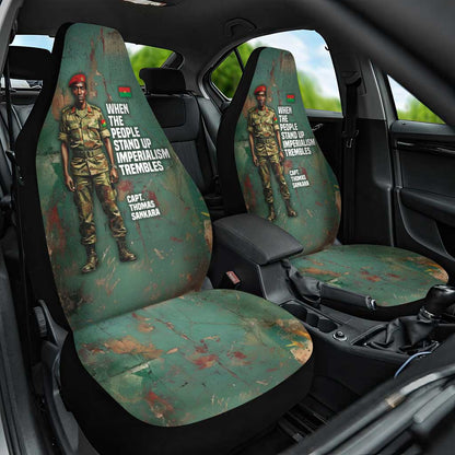 Burkina Faso Thomas Sankara Car Seat Cover with Military Stance and Anti-Imperialist Quote Tribute Design - African Pride