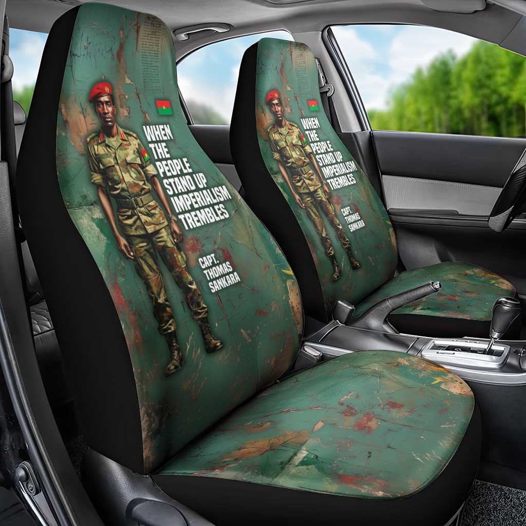Burkina Faso Thomas Sankara Car Seat Cover with Military Stance and Anti-Imperialist Quote Tribute Design - African Pride