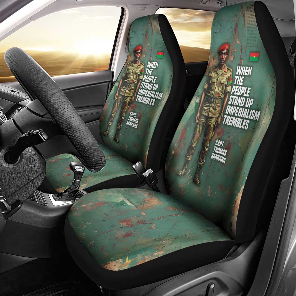 Burkina Faso Thomas Sankara Car Seat Cover with Military Stance and Anti-Imperialist Quote Tribute Design - African Pride