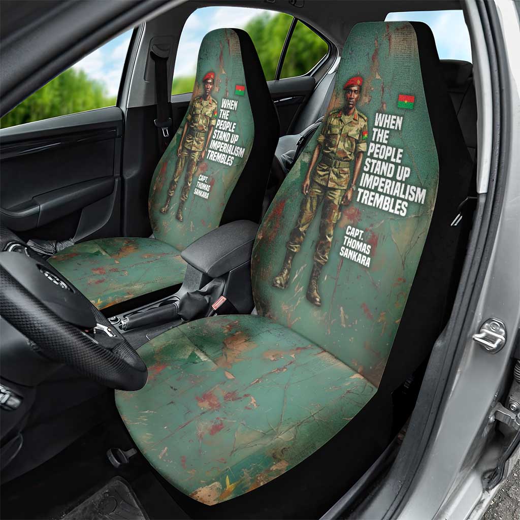 Burkina Faso Thomas Sankara Car Seat Cover with Military Stance and Anti-Imperialist Quote Tribute Design - African Pride