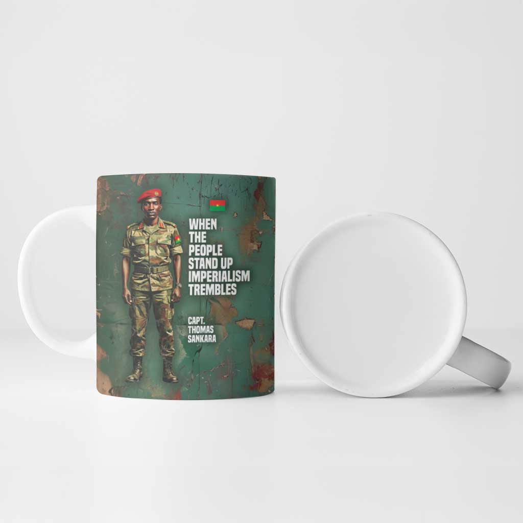 Burkina Faso Thomas Sankara Ceramic Mug with Military Stance and Anti-Imperialist Quote Tribute Design - African Pride