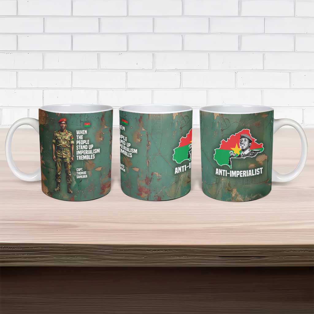 Burkina Faso Thomas Sankara Ceramic Mug with Military Stance and Anti-Imperialist Quote Tribute Design - African Pride