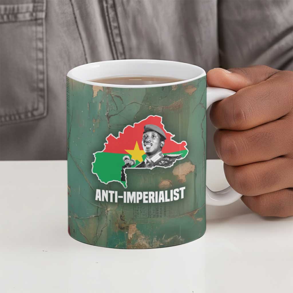 Burkina Faso Thomas Sankara Ceramic Mug with Military Stance and Anti-Imperialist Quote Tribute Design - African Pride